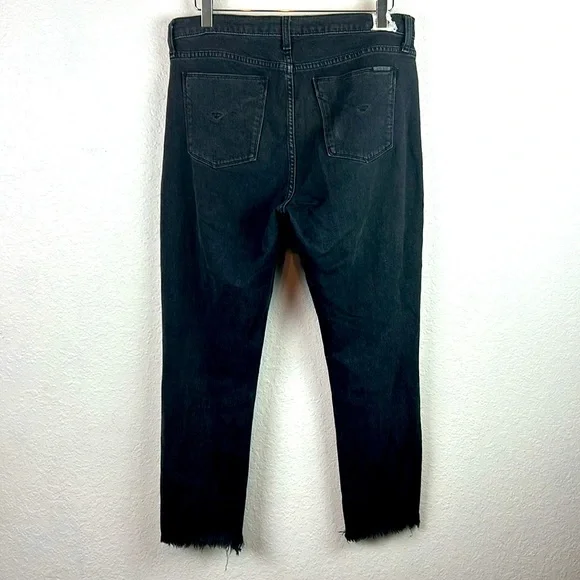 Hudson Luxe Crop Riley Relaxed color virt Straight Black Jeans 29 - Picture 6 of 9